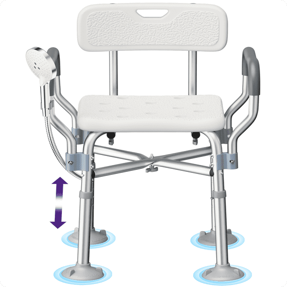 KEKOY Heavy Duty Shower Chair with Back and Arms, Extra Large Suction Cups, 550lbs Shower Chair for Inside Shower, FSA/HSA Adjustable Bath Chair for Elderly