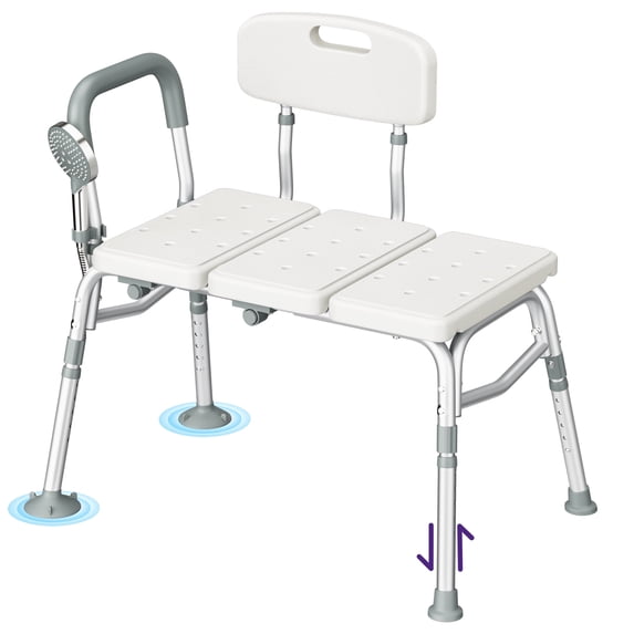 KEKOY Tub Transfer Bench for Bathtub and Showers, Adjustable Shower Bench, Bath Shower Chair Seat 400LBs for Elderly, Adults and Disabled