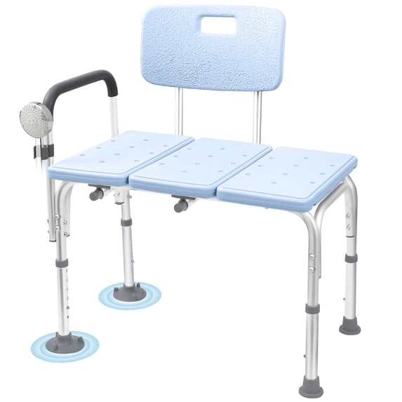 KEKOY Shower Transfer Bench for Bathtub 300LBs, FSA/HSA Eligible Tub Shower Chair Seat, Height Adjustable Shower Stool for Elderly, Disabled, Blue