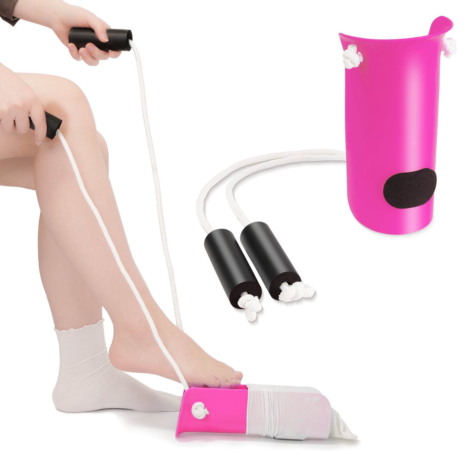 KEKOY Assist Tool Sock Aid Device for Elderly and Disabled, Easy On/Off with Foam Handles, Rose