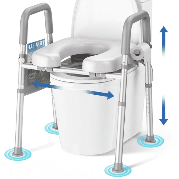 KEKOY Toilet Seat Riser for Seniors, Raised Toilet Seat with Handles, FSA HSA Eligible 400lb Elevated Toilet Risers, Tool-Free Assembly with Adjustable Height & Width
