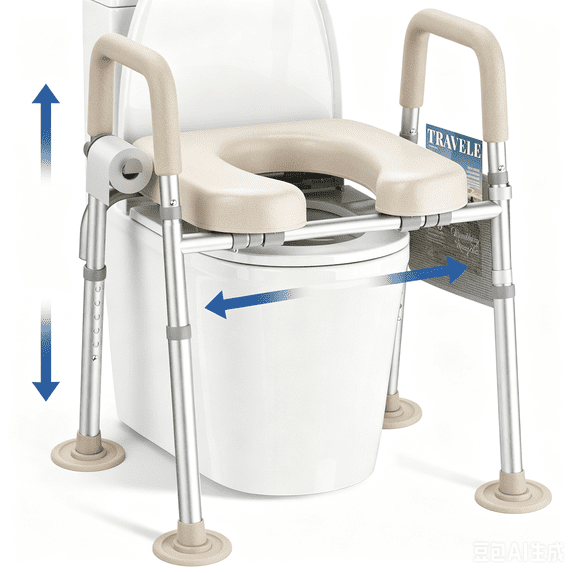 KEKOY Toilet Seat Riser for Seniors, Raised Toilet Seat with Handles, FSA HSA Eligible 400lb Elevated Toilet Risers, Tool-Free Assembly with Adjustable Height & Width
