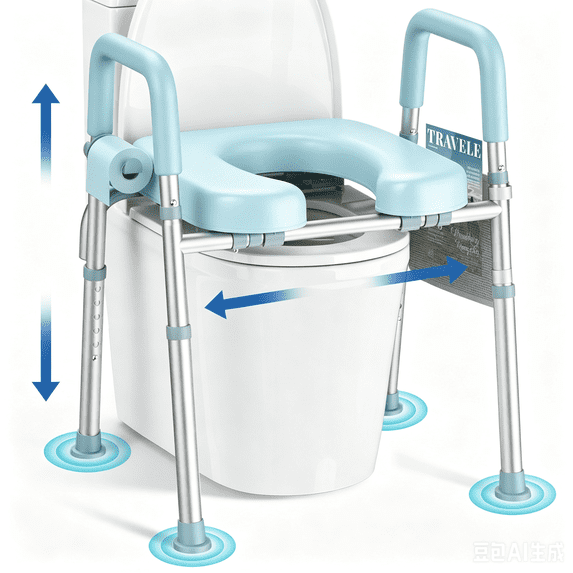 KEKOY Toilet Seat Riser for Seniors, Raised Toilet Seat with Handles, FSA HSA Eligible 400lb Elevated Toilet Risers, Tool-Free Assembly with Adjustable Height & Width