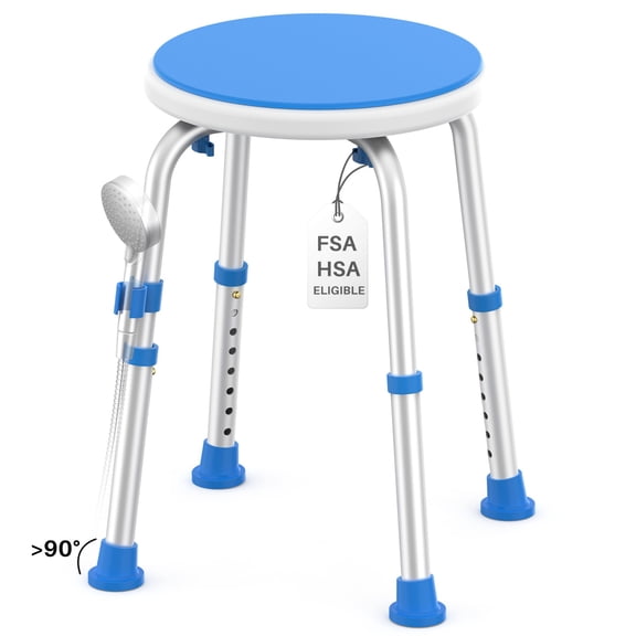 KEKOY Adjustable Shower Stool, FSA/HSA Eligible Bath Stools for Inside Shower Anti-Slip Round Plastic Upgraded Bathroom Seats,Tool-Free Bath Chairs for Seniors