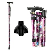 KEKOY Walking Cane for Women, 34" to 37" Height Adjustable Walking Stick, Portable T-Handle Folding Cane with 2 Replaceable Cane Tips, Mobility & Daily Living Aids