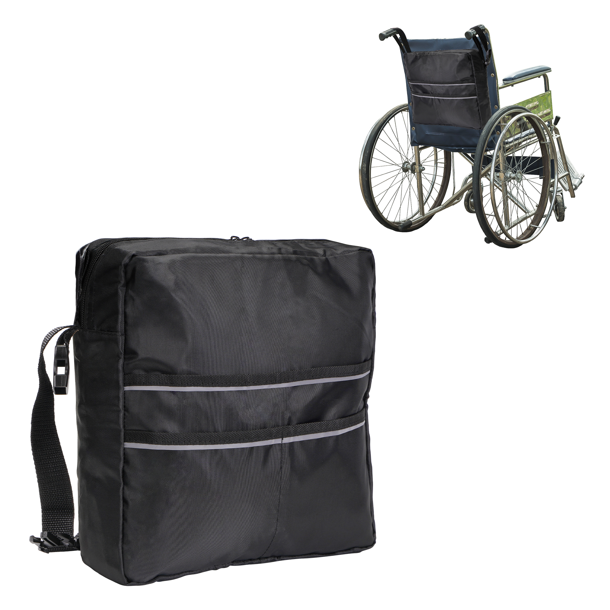 Duety Wheelchair Armrest Side Bag Walker Organizer Bag with Reflective