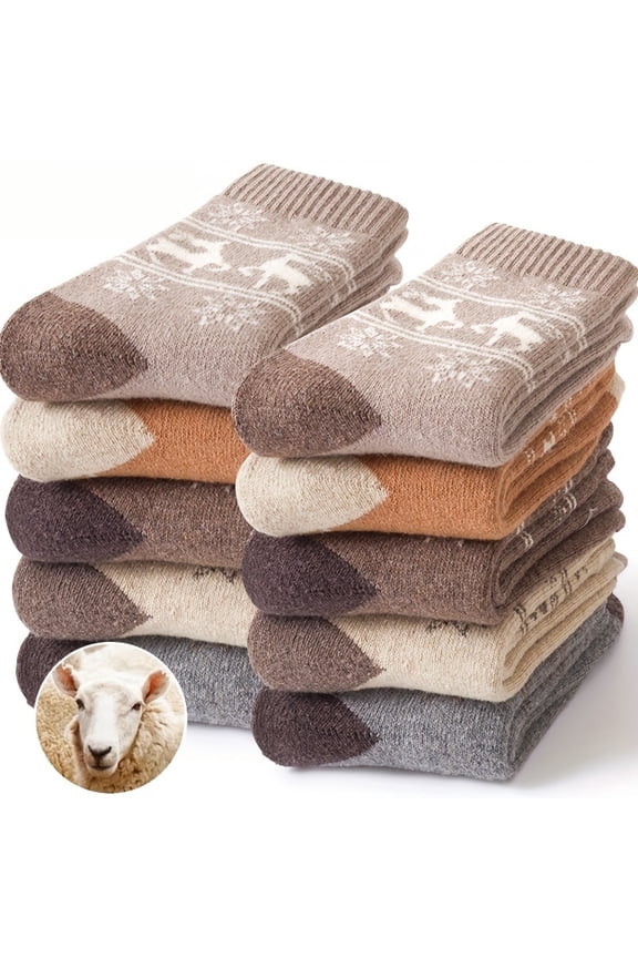 5 Pairs Women’s Winter Thermal Socks – Fleece-Lined Crew Socks for Extreme Cold, Ultra-Soft Cotton Blend, Non-Slip Grips – Perfect for Sleeping, Home & Snow Boots