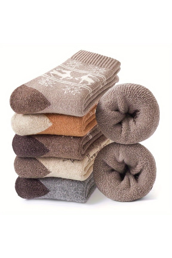 5 Pairs Women’s Winter Thermal Socks – Fleece-Lined Crew Socks for Extreme Cold, Ultra-Soft Cotton Blend, Non-Slip Grips – Perfect for Sleeping, Home & Snow Boots