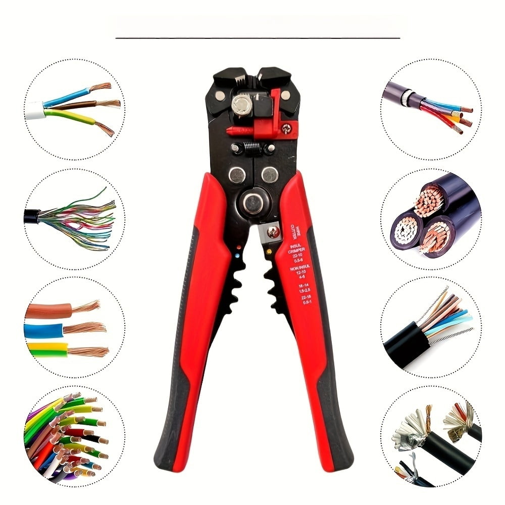 KELI Heavy Duty Automatic Wire Strippers - 24-10 AWG Quick Wire Stripping Tool, Non-slip and Rust-proof Electrician Pliers for Electrical/Automotive/Construction Industries