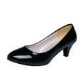 thumbnail image 1 of KELINDFOMG Women's Heels Work Pumps Closed Toe Low Block Heels Comfortable Round Toe Dress Wedding Shoes, 1 of 6