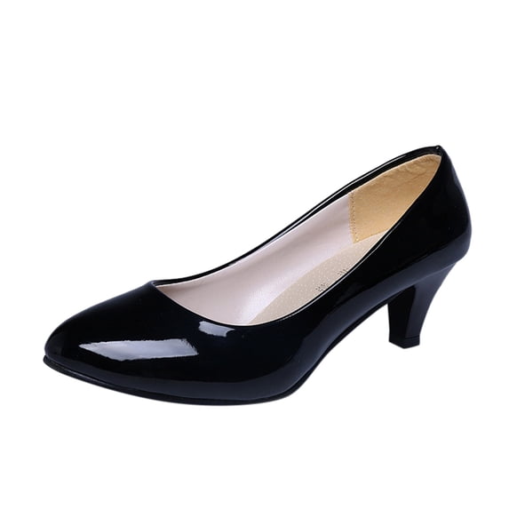 KELINDFOMG Women's Heels Work Pumps Closed Toe Low Block Heels Comfortable Round Toe Dress Wedding Shoes