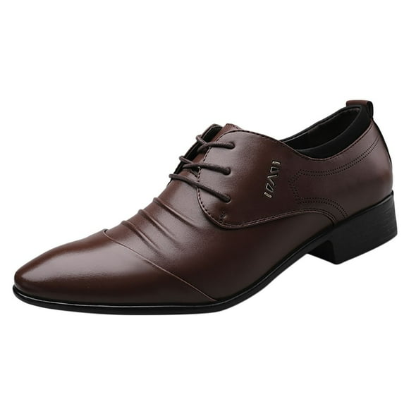KELINFONG Classic Cap Toe Oxfords for Men Lace up Dress Shoes Retro Derby Mens Oxford for Wedding
