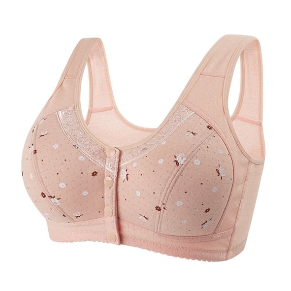 KELINFONG Daisy Bra for Seniors Front Snap Closure Bras for Older Women No Underwire Push up Bras