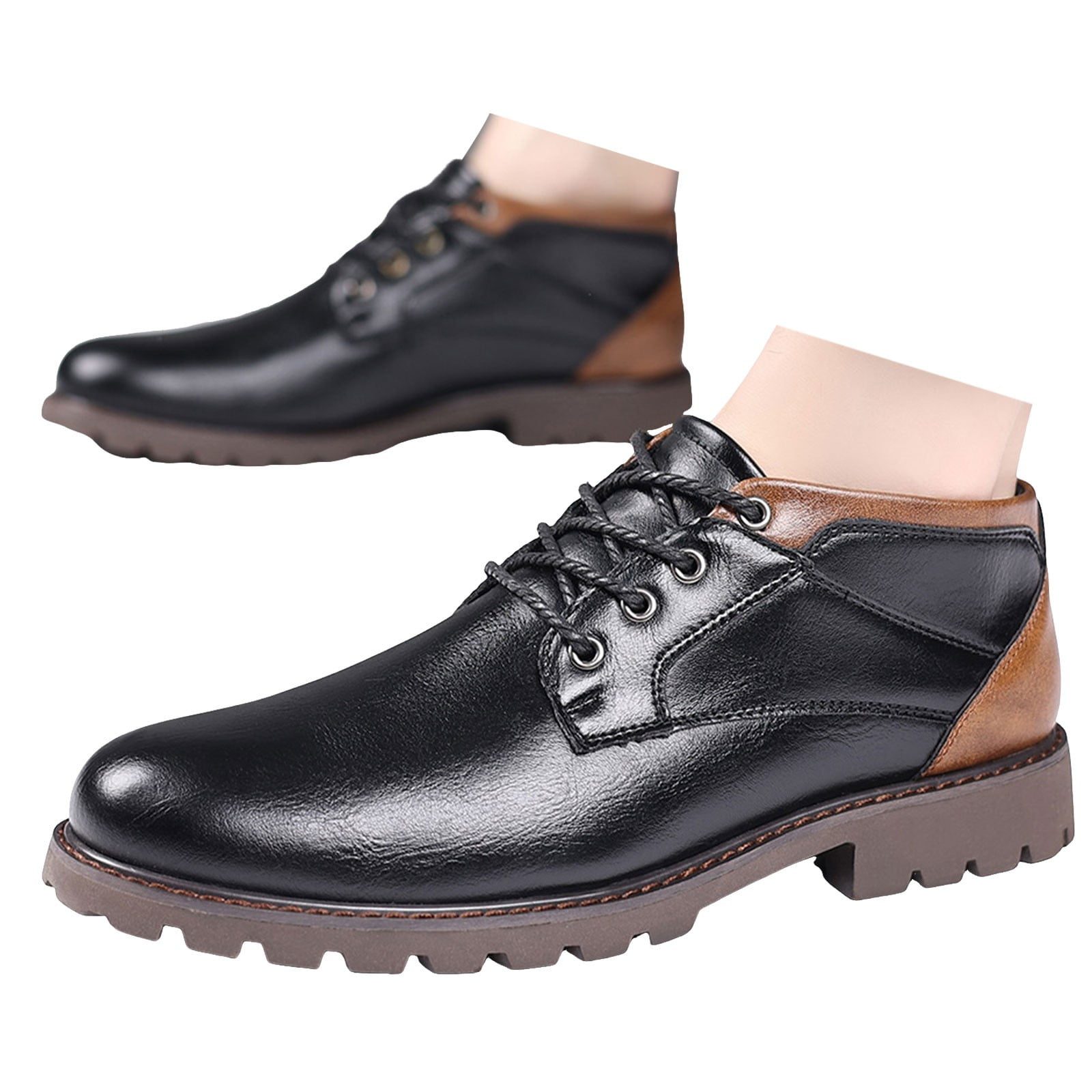 men's winter dress boots KELINFONG Oxford Ankle Pointed Toe Office Dressy Shoes Chelsea Chukka Booties for Male These stylish mens insulated colour: black-tie-ruched-side-bodycon-dress Whimsical Winter Coats from Color:Dusty blue