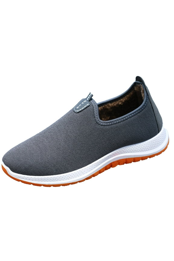 Men's Slip on Walking Shoes Fashion Mesh Furry Lined Sneaker Work Driving Memory Foam Casual Loafer