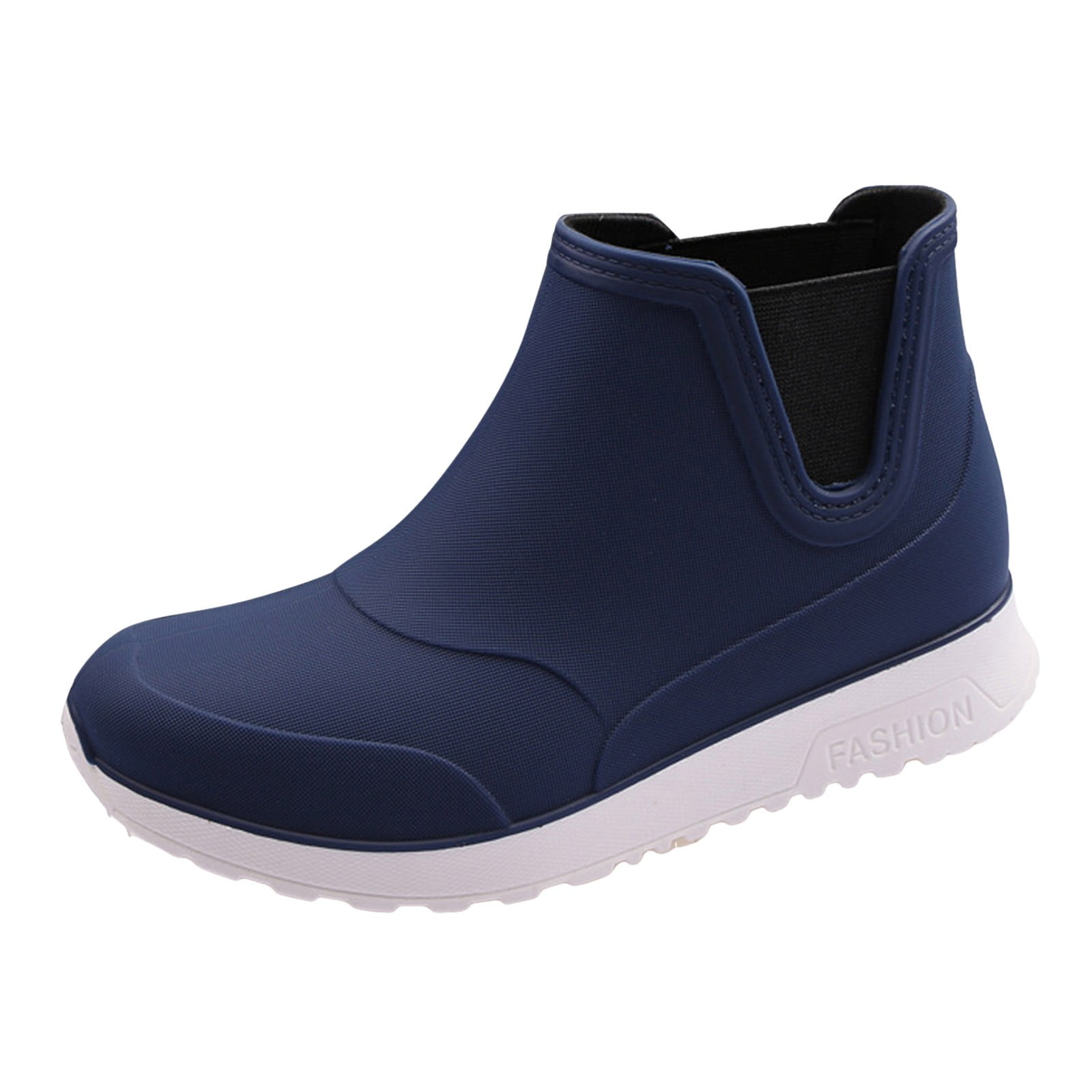 KELINFONG Mens Deck Boots Fishing Boots Waterproof Rain Boots Ankle Booties Slip on Rubber Footwear Chelsea Boots