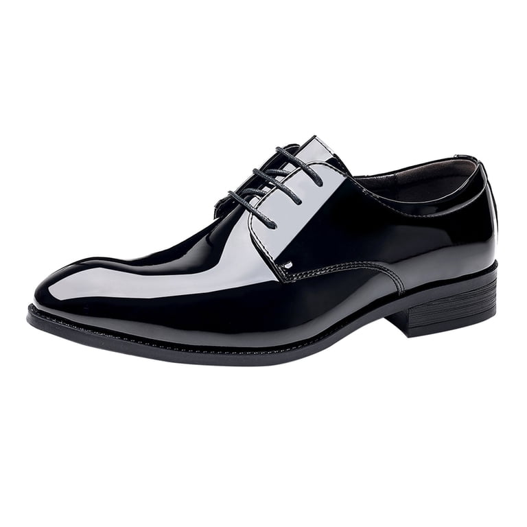 KELINFONG Mens Faux Patent Leather Classic Lace up Formal  display picture 1