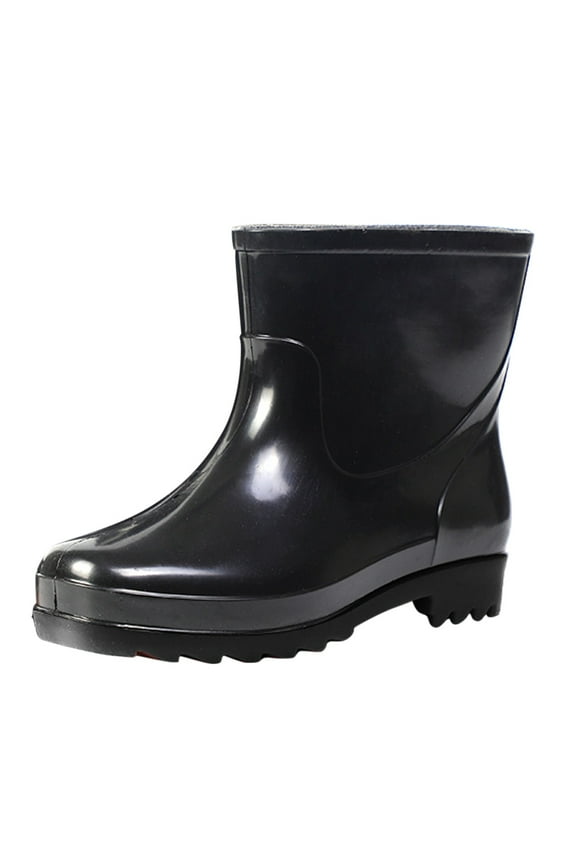 Mens Rain Boots Hardwearing Anti Slip Waterproof Cement Rain Boots Slip on Ankle Boots