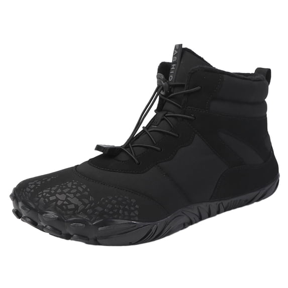 KELINFONG Mens Womens Winter Snow Boots Warm Furry Lined Hiking Barefoot Boots Waterproof Wide Toe Box Ankle Boots