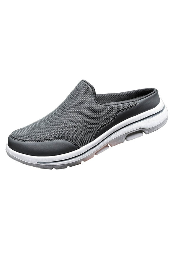 Mules for Men Open Back Sneakers Clog Knit Mesh Slip on Slippers Closed Toe Slides Walking Shoes