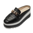 thumbnail image 1 of KELINFONG Platform Loafers for Women Slip on Mules with Chain Round Toe Business Work Shoes, 1 of 2