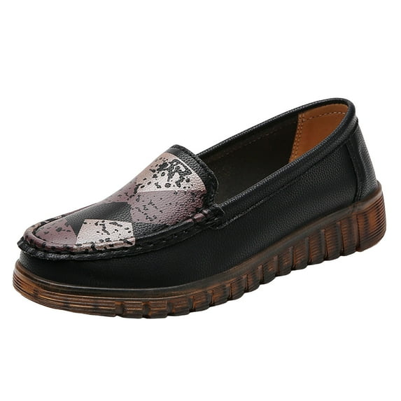 KELINFONG Trendy Loafers for Women Wedge Heel Casual Flats Slip on Walking Shoes Moccasin Boat Shoes