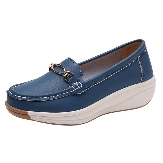 KELINFONG Trendy Loafers for Women Wedge Heel Casual Flats Slip on Walking Shoes Moccasin Boat Shoes