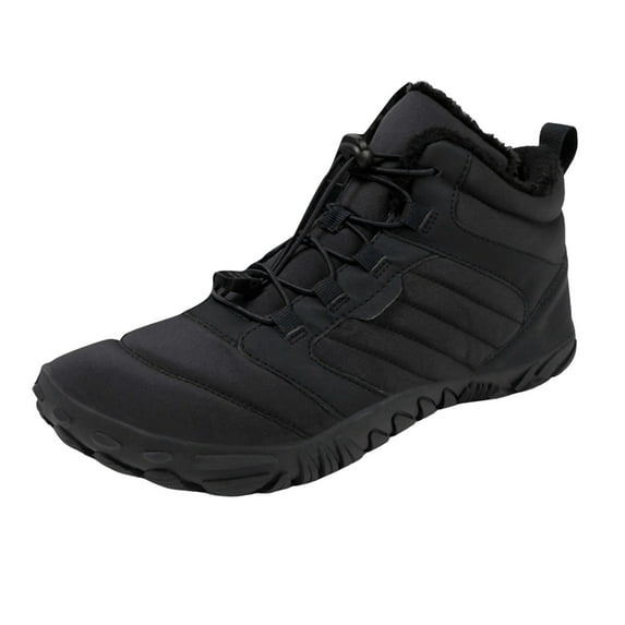 KELINFONG Wide Toe Box Barefoot Shoes for Men Women Furry Lined Winter Boots Zero Drop Sole Walking shoes