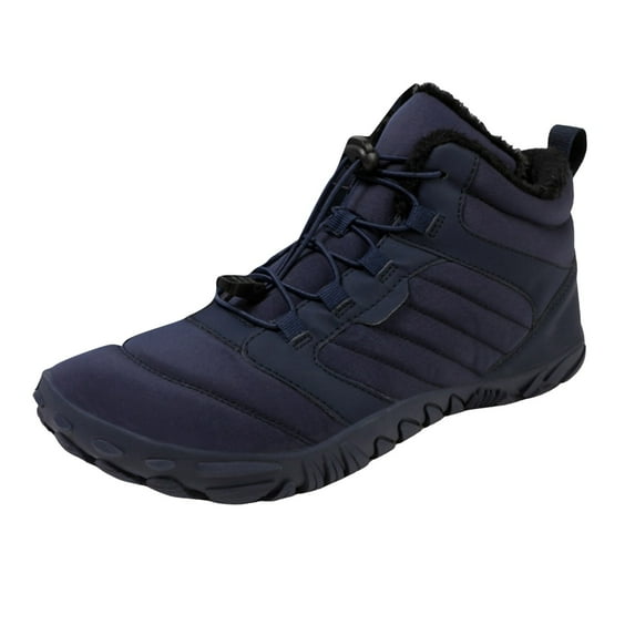 KELINFONG Wide Toe Box Barefoot Shoes for Men Women Furry Lined Winter Boots Zero Drop Sole Walking shoes
