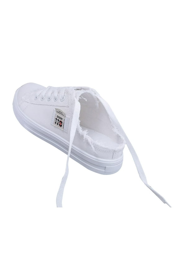 Women Canvas Mules Fashion Sneakers Comfortable Slip on Mule Backless Holiday Shoes