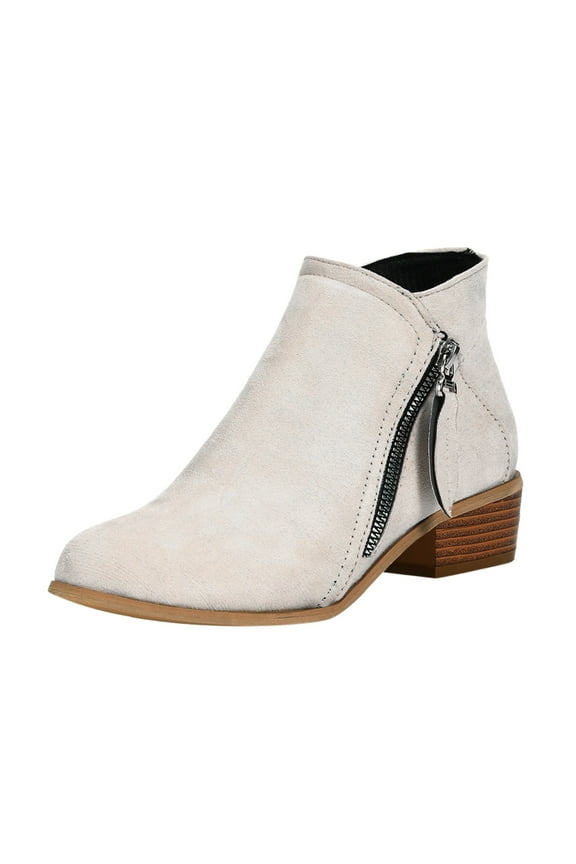 Women's Chelsea Ankle Boots Side Zipper Platform Boots Block Low Heel Booties Short Boots