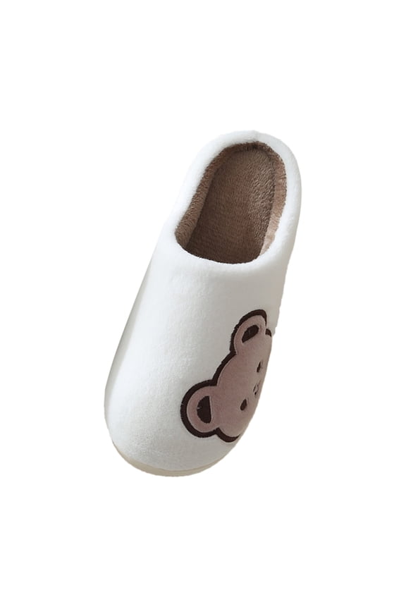 Women's Cute Bear Slippers Furry Fluffy Winter Slip on House Slippers Warm Fuzzy Indoor Outdoor Shoes