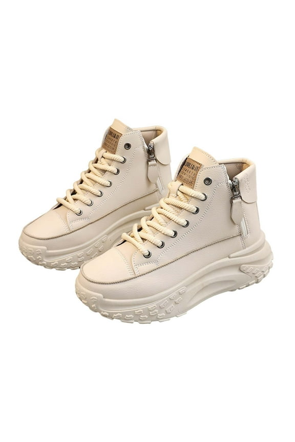 Women's Goth Punk High Top Platform Sneakers Lace up Wedgel Heel Dad Shoes with Side Zipper