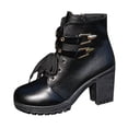 thumbnail image 1 of KELINFONG Women's Mid Calf Dress Boots Biker Motorcycle Riding Boots Combat Boots with Low Heel, 1 of 8