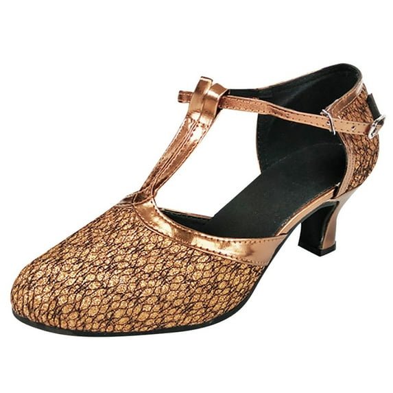 KELINFONG Women's Pumps Low Heels Pointed Closed Toe Kitten Dress Shoes for Women Comfortable Sequins Shoes