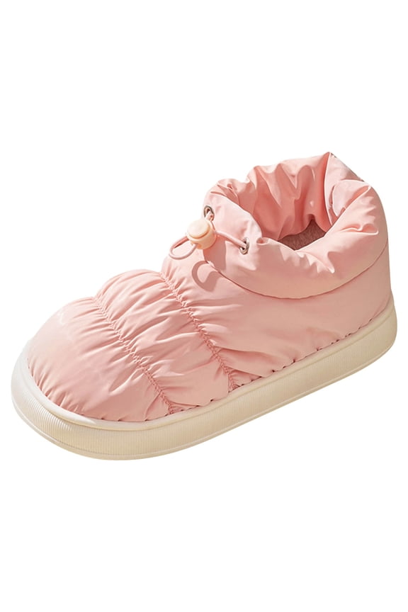 Womens Down Warm House Slippers Mens Waterproof Fuzzy Furry Lined Bedroom Slippers Ankle Snow Boots