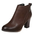 thumbnail image 1 of KELINFONG Womens Heel Ankle Booties Side Zipper Low Heel Ankle Boots Winter Shoes, 1 of 4
