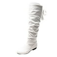 thumbnail image 1 of KELINFONG Womens Strappy Long Boots Knee High Boot Pull on Low Block Heel Casual Slouchy Fall Boots, 1 of 7