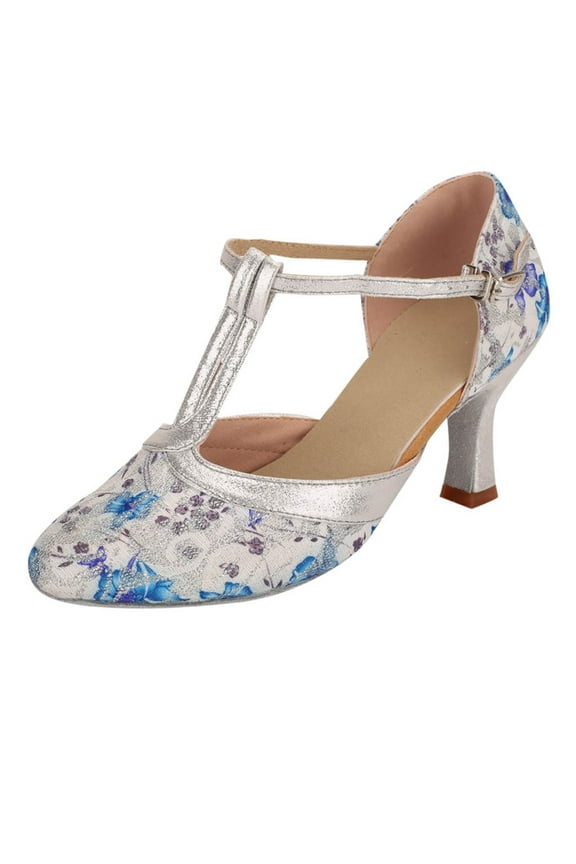 Womens T-Strap Pointed Toe Ankle Buckle Kitten Heel Pumps Wedding Party Dress Shoes