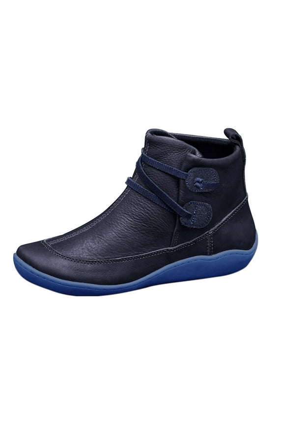 Womens Wide Width Ankle Boots Flat Heel Short Boots Side Zipper Waterproof Slouchy Booties