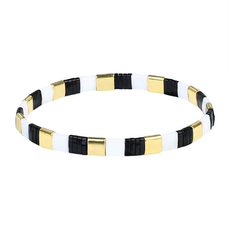 KELITCH Miyuki Beaded Stretch Bracelets Fashion Tila Strand Bracelets Women Stackable Bangle (02F)