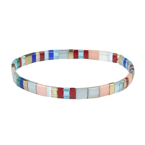 KELITCH Stretch Bracelets Miyuki Tila Beads Bracelets Colorful Friendship Bracelets for Women (12L)