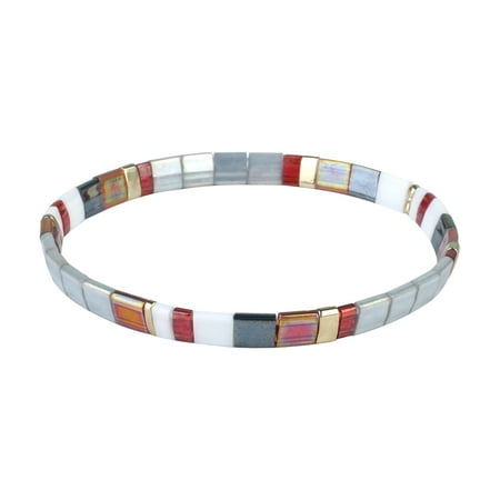 KELITCH Stretch Bracelets Miyuki Tila Beads Bracelets Colorful Friendship Bracelets for Women (12O)
