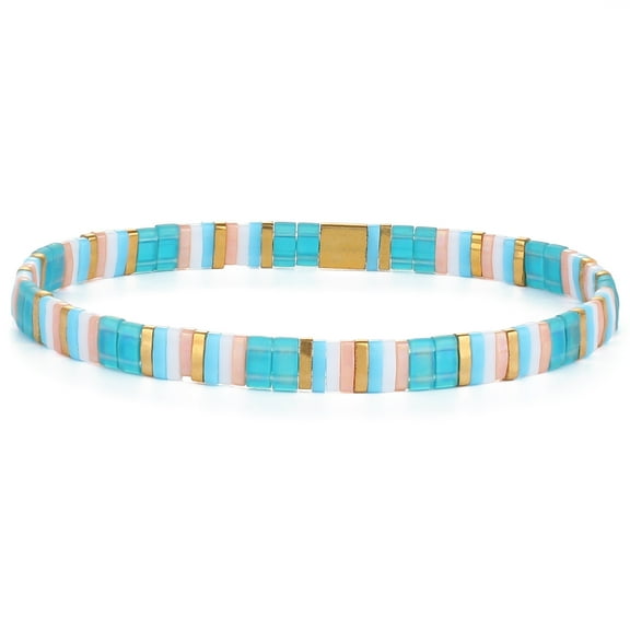 KELITCH Women Stretch Bracelets Mixed Tila Seed Beaded Bracelets Lucky Jewelry for Women Lovers