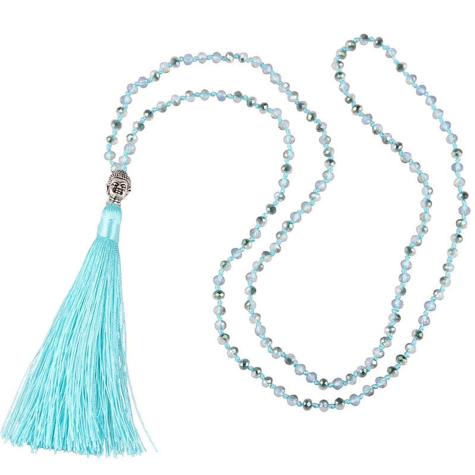 KELITCH Handmade Crystal & Tassel Long Necklace – 33 Inches, Bohemian Style, Can Also Be Worn As A Wrap Bracelet
