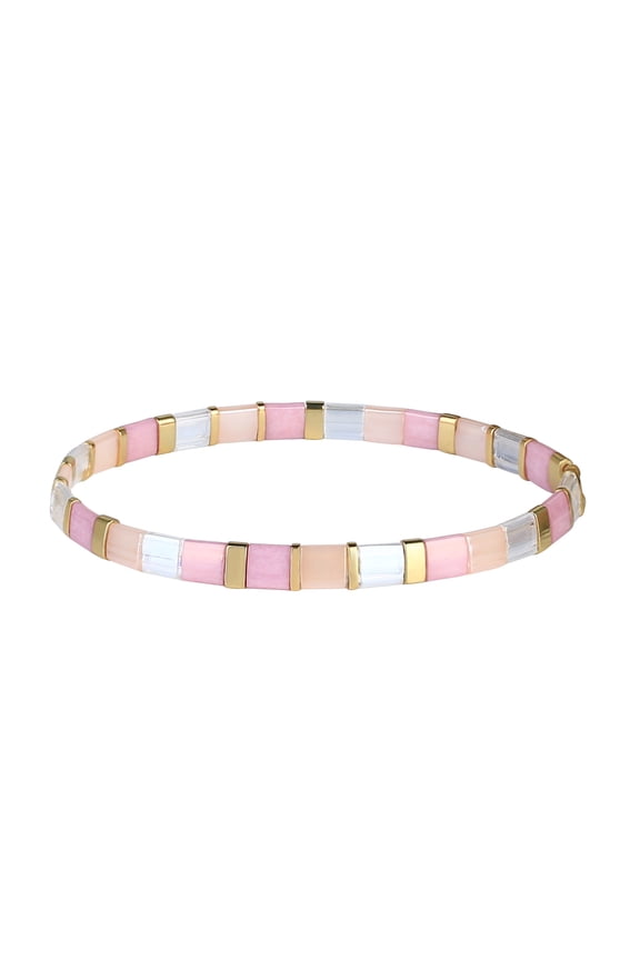 Womens TILA Beads Beaded Bracelet Handmade Stack Friendship Stretch Bracelets Candy Colors Miyuki Link Bracelets - Light Purple 02D
