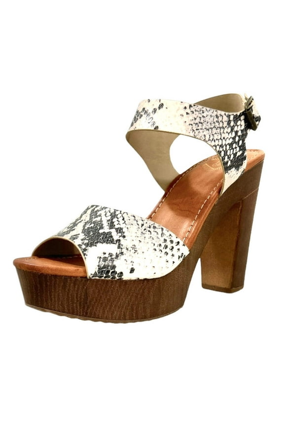 KELLER Women's Animal Print Platform Block Heel Sandals