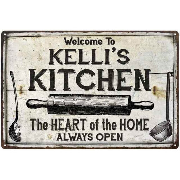KELLI'S Kitchen Farmhouse Sign Gift 8x12 Metal 108120033369