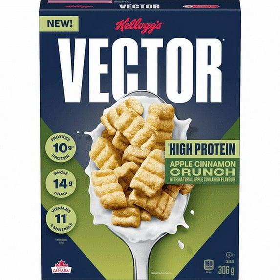 KELLOGG VECTOR CEREAL PROTEIN APPLE CINNAMON 306G