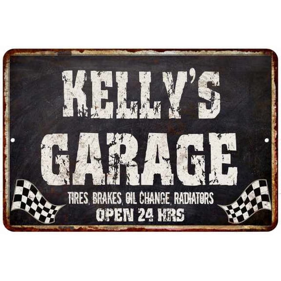 KELLY'S Garage Black Grunge Sign 8x12 Decor Gift 208120005190